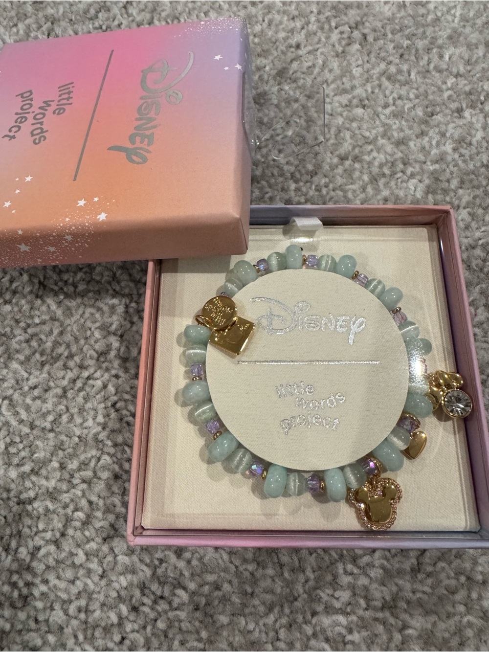 Disney Little Words Project Mint Beaded Charm Bracelet Exclusive - Picture 2 of 4